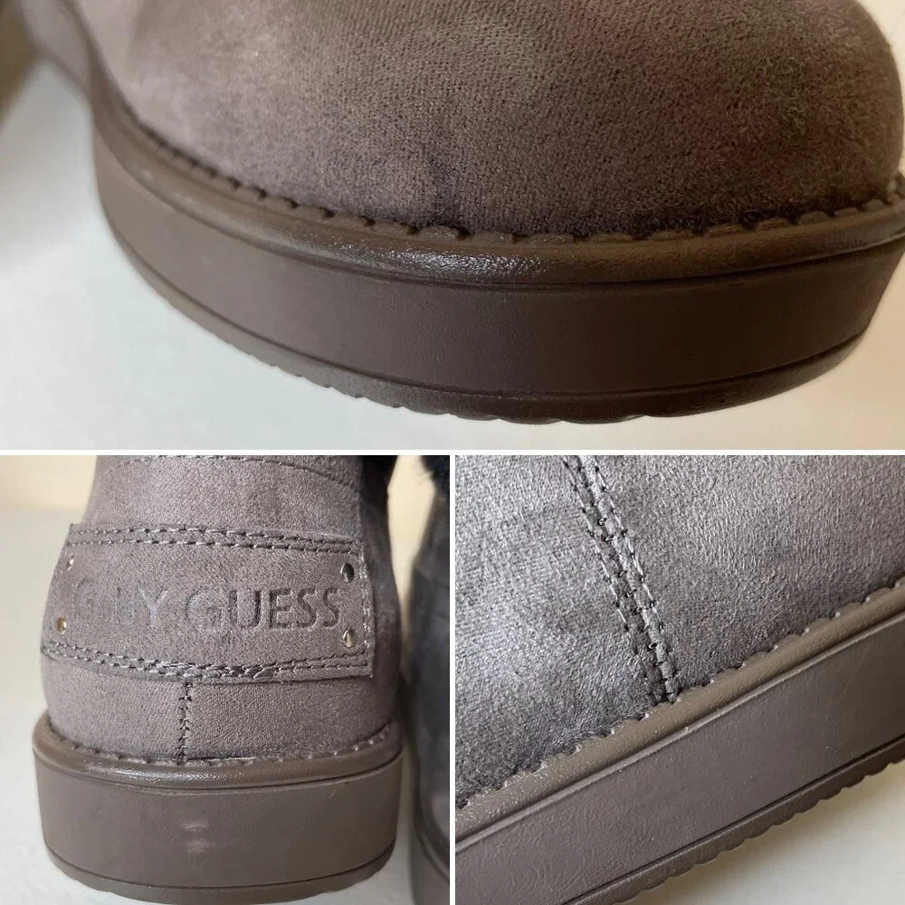 Guess Aussie Faux Fur Gray Ankle Booties Size 6